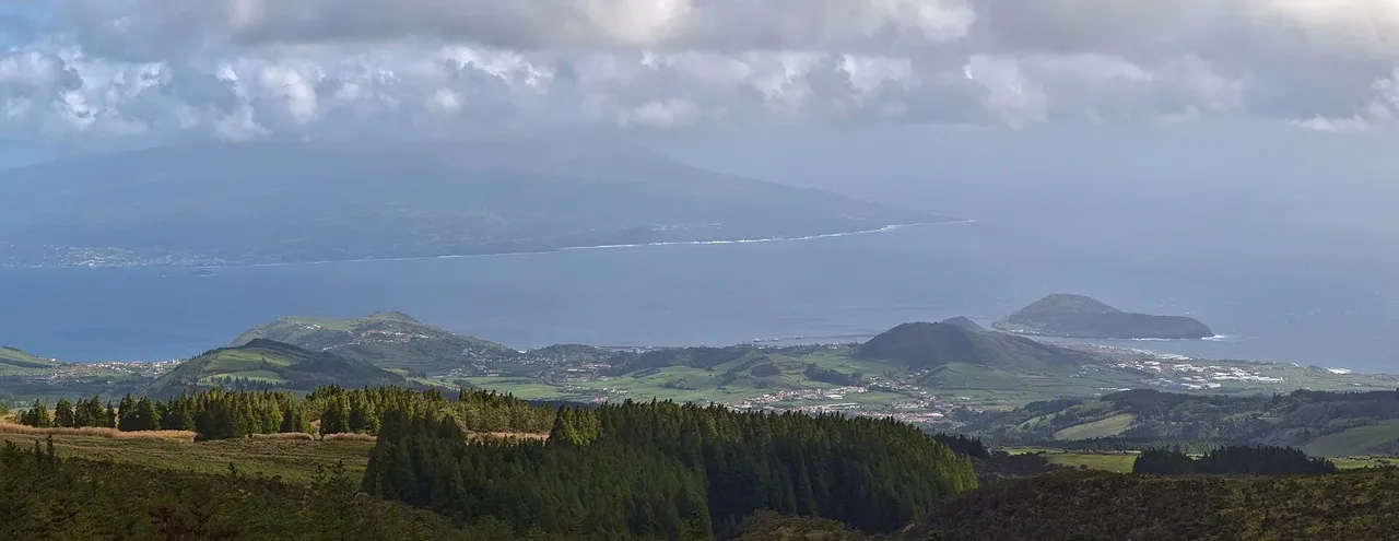 Faial's volcanic Caldeira, a deep forested crater.