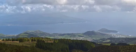 Faial's volcanic Caldeira, a deep forested crater.