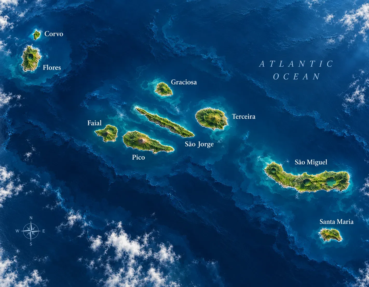 Map of the nine Azores islands