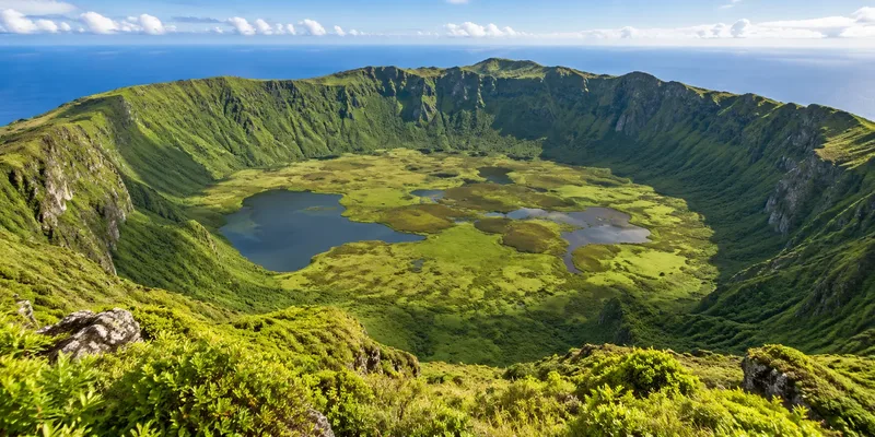 The Caldeirão crater lake, Corvo