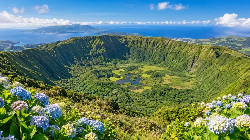 Inside the green crater of the Caldeira