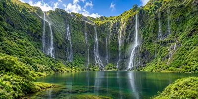 Waterfalls at Poço da Ribeira do Ferreiro, Flores