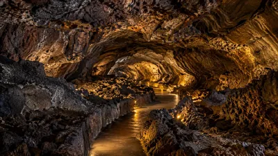 Inside the Gruta das Torres lava tube
