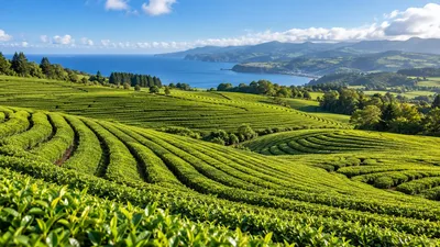 Rows of tea bushes at Gorreana