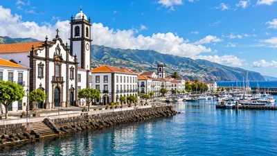 The waterfront and city gates of Ponta Delgada